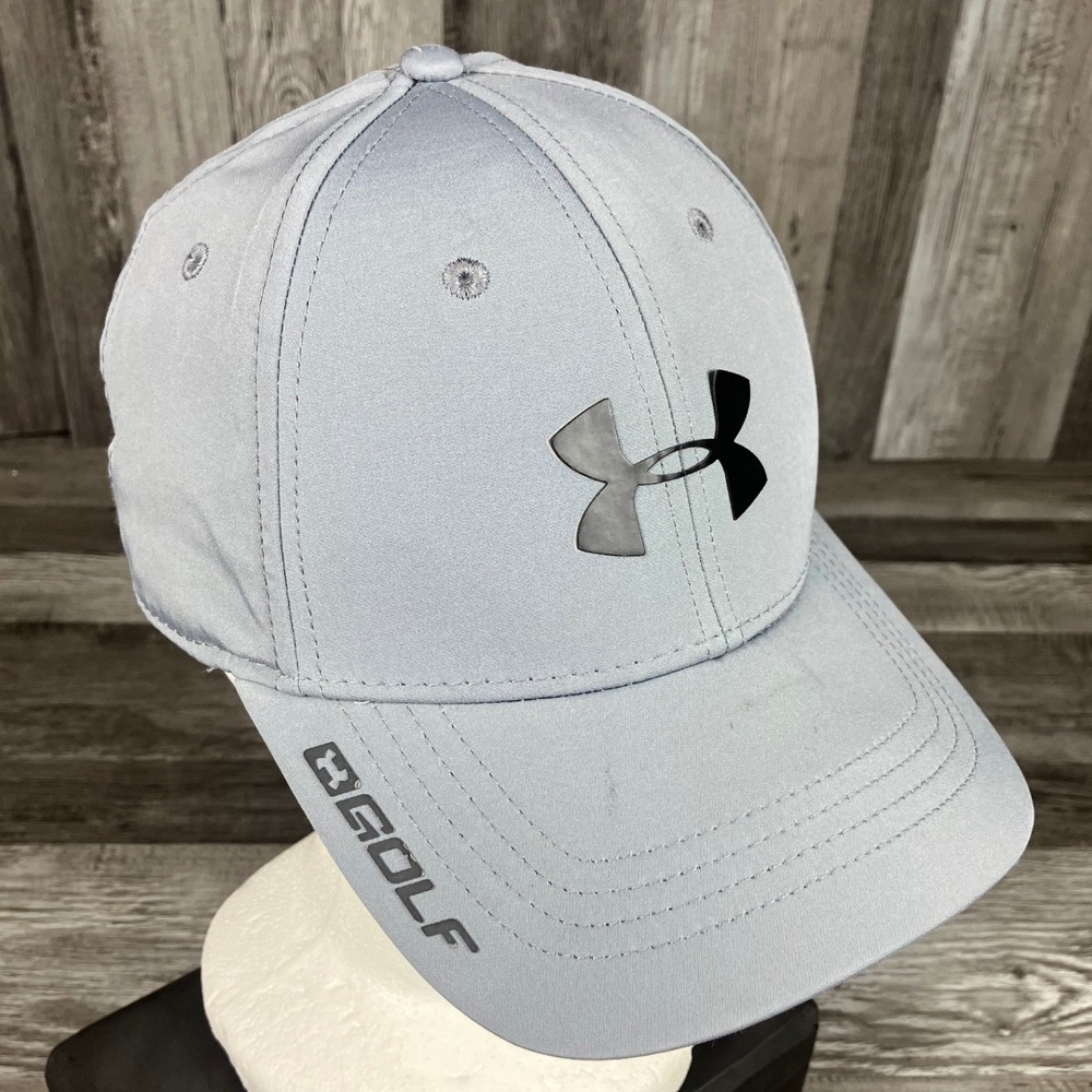 Under Armour Golf Mens Gray Stretch Fit Hat MD/LG Structured Baseball Cap